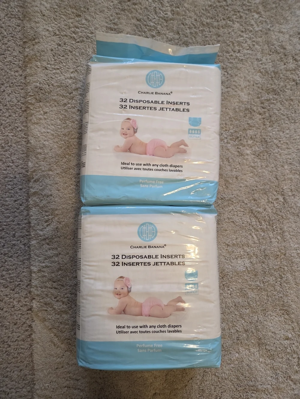 NIB Charlie Banana Pastel Cloth Diaper Set Of 6 With 12 Inserts NEW Pocket Style